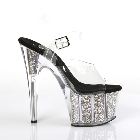 Platform Glitter Clear High Heel Shoes